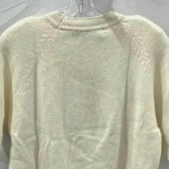 NEW VTG 80s 90s Lambswool Angora Short Sleeve Sweater Pullover Ivory Women's L - Picture 5 of 10